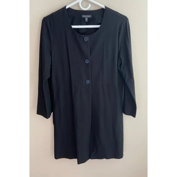 Eileen Fisher  Black Three Button Cardigan Jacket Career Size Small - Picture 4 of 14